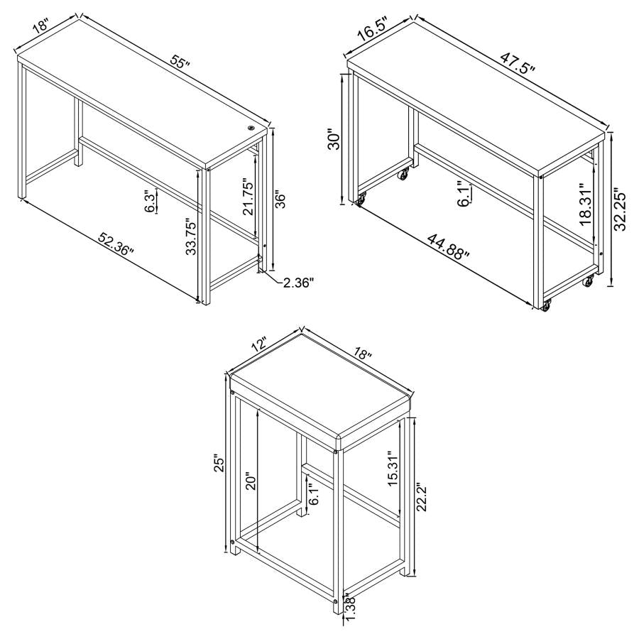 Hawes 4-piece Multipurpose Counter Height Table Set Black - 182724