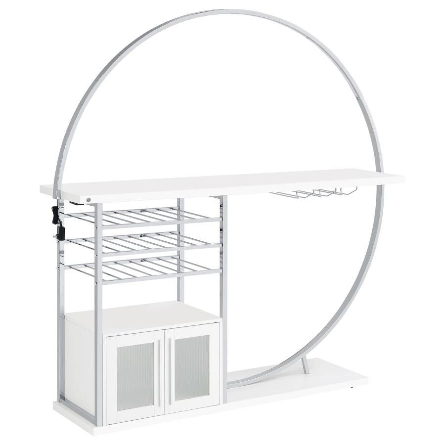Risley 2-door Circular LED Wine Cabinet White High Gloss - 182798