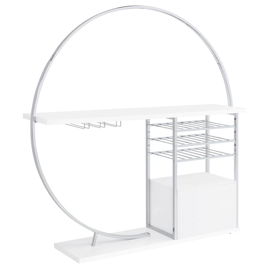 Risley 2-door Circular LED Wine Cabinet White High Gloss - 182798