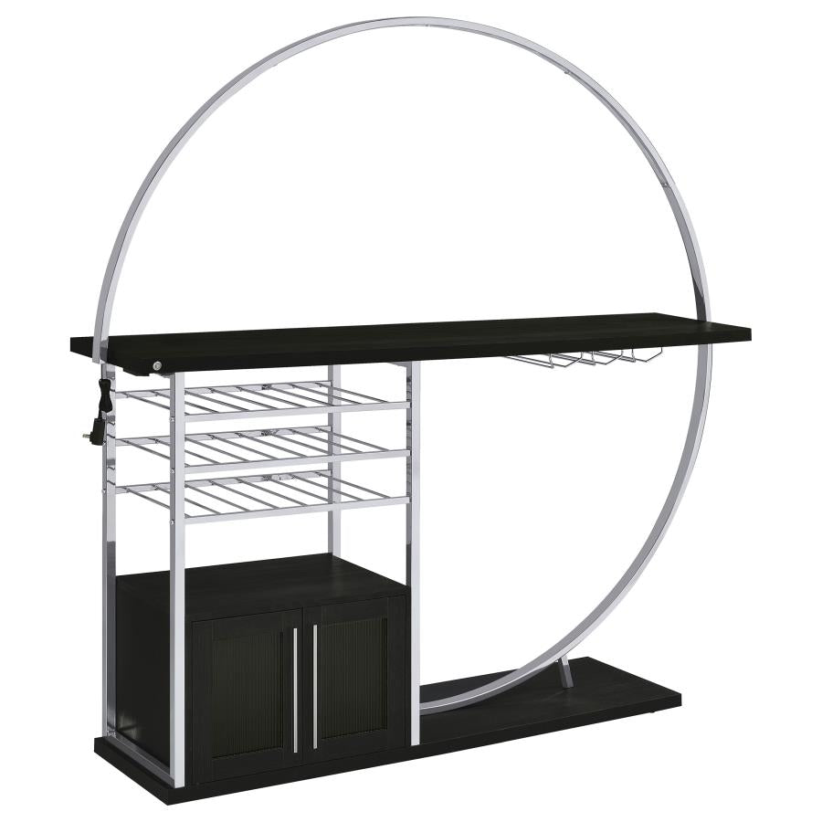 Risley 2-door Circular LED Wine Cabinet Dark Charcoal - 182799
