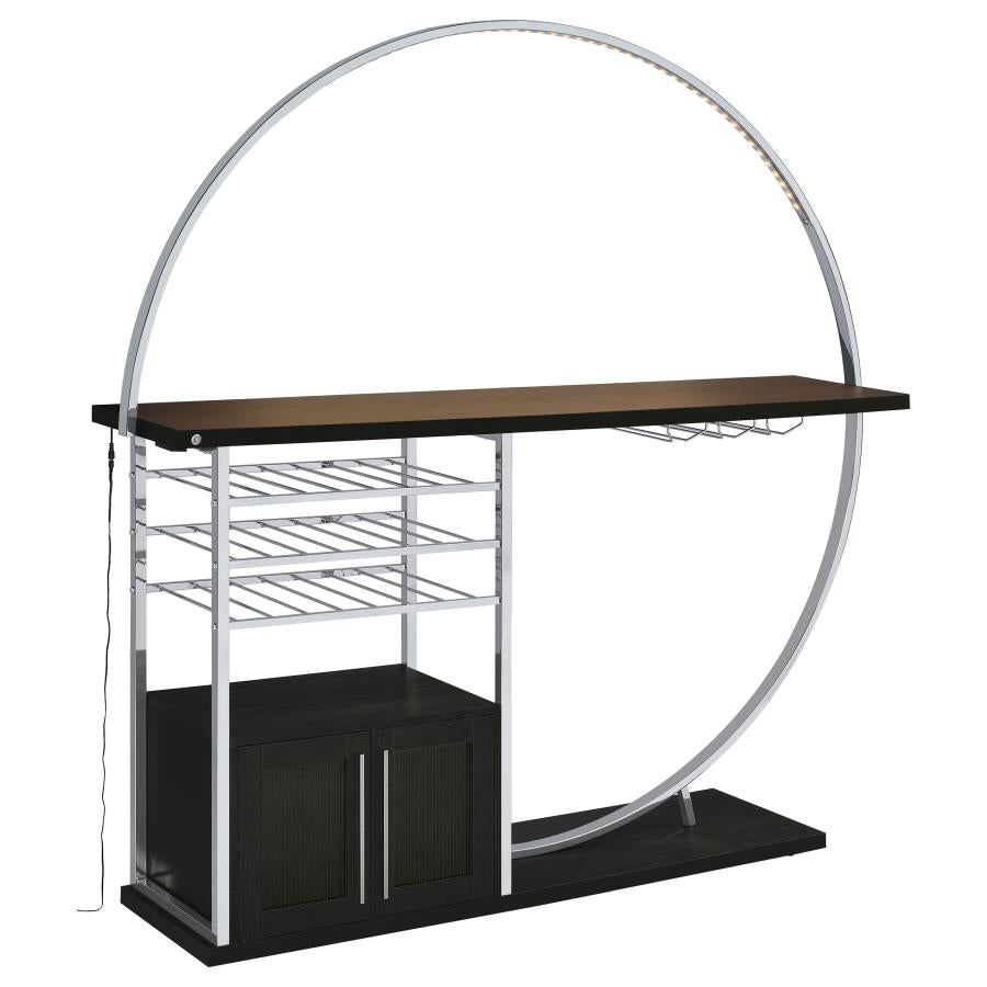 Risley 2-door Circular LED Wine Cabinet Dark Charcoal - 182799
