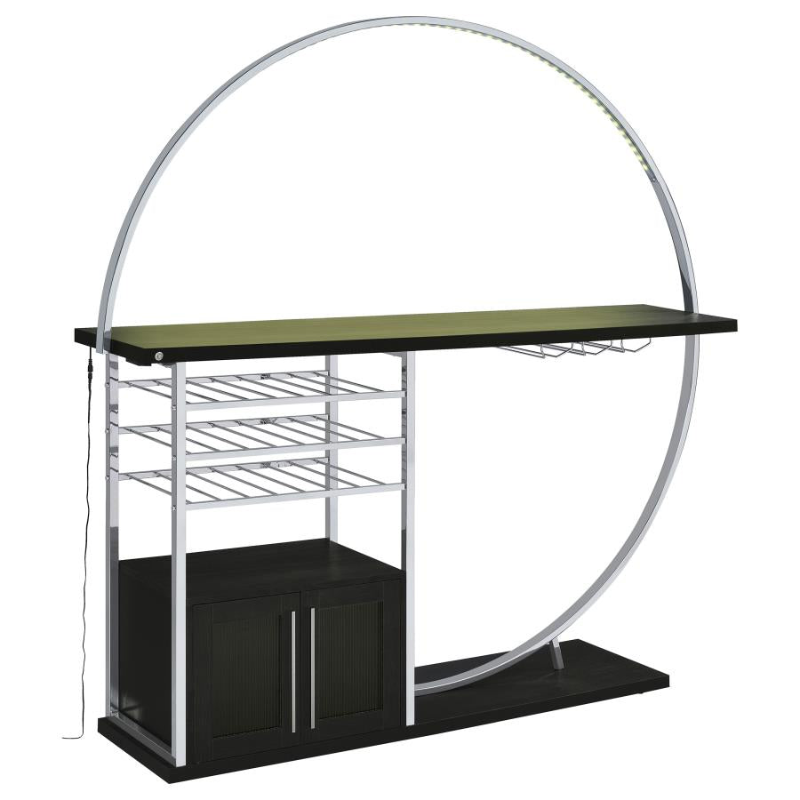 Risley 2-door Circular LED Wine Cabinet Dark Charcoal - 182799