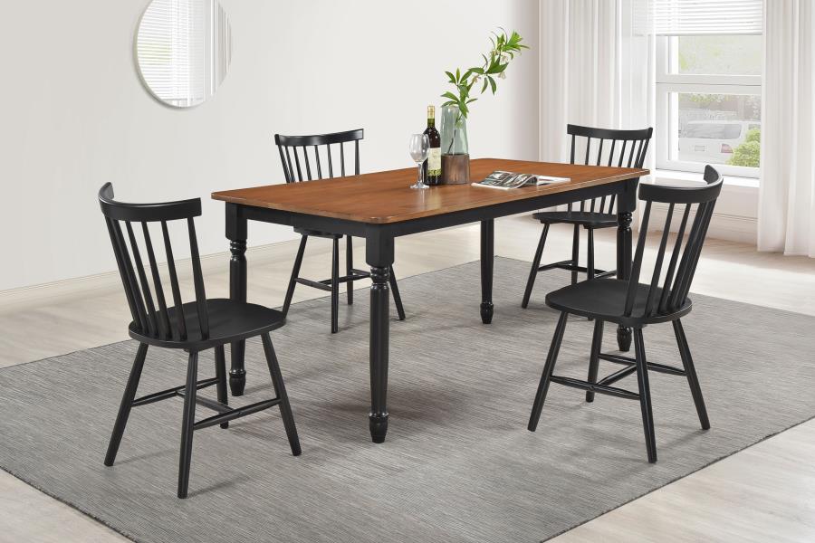 Hollyoak 5-piece Rectangular Dining Set Walnut and Black - 183041-S5