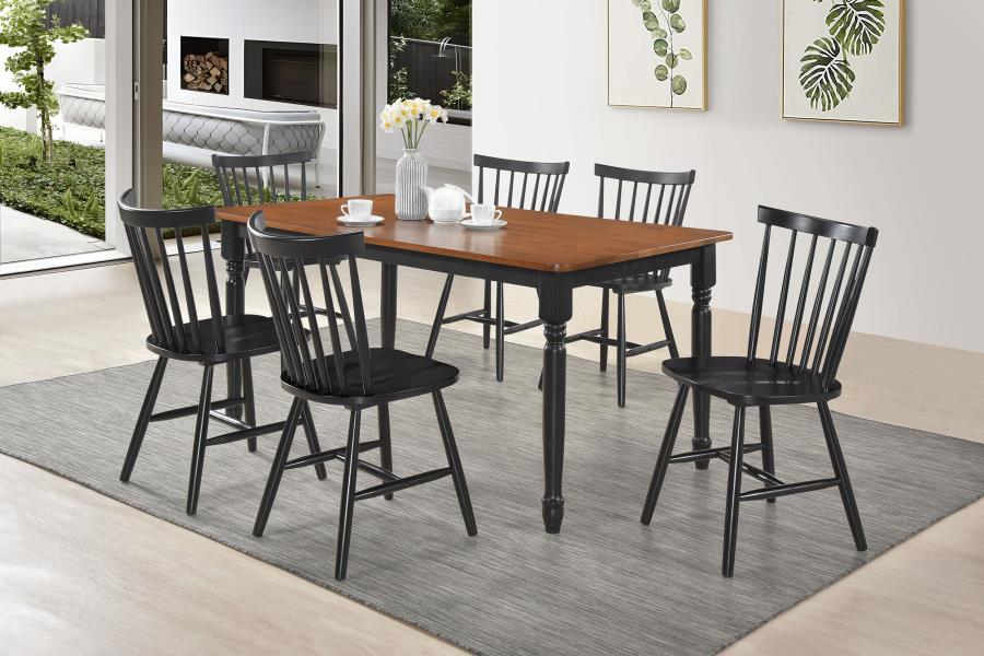 Hollyoak 7-piece Rectangular Dining Set Walnut and Black - 183041-S7