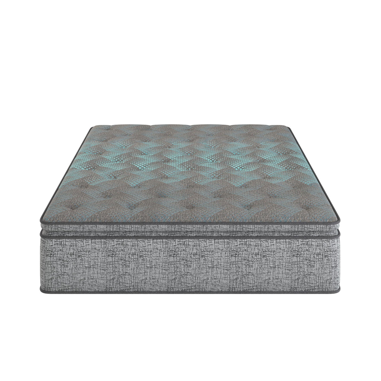 Comfort Care - 12" Hybrid Euro Top Mattress, Plush Comfort With Individual Pocketed Coil - Gray / Blue - Twin