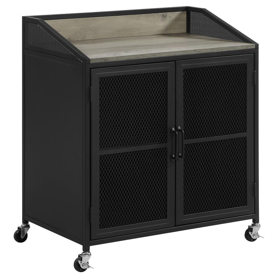 Arlette 2-door Mobile Home Bar Wine Cabinet Sandy Black - 183476