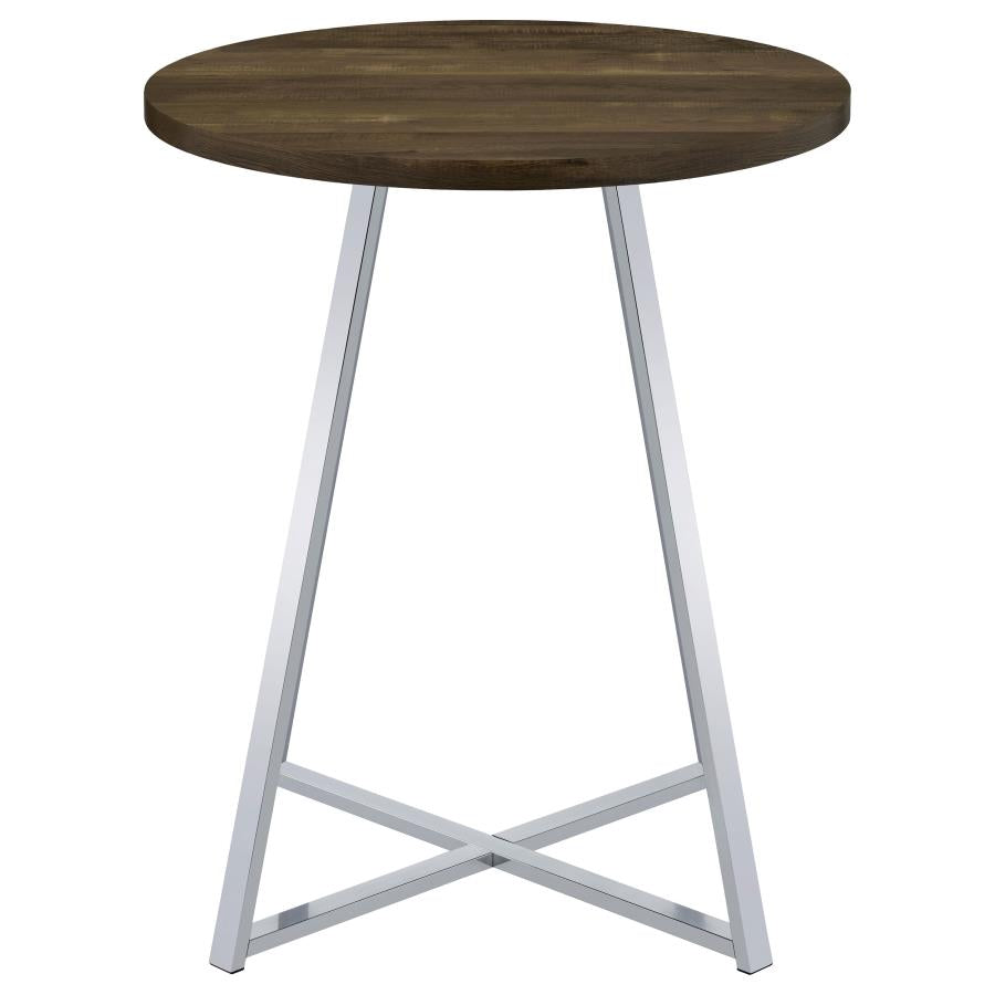 Burkhart Round 35-inch Pub Height Bistro Bar Table Brown Oak - 183516