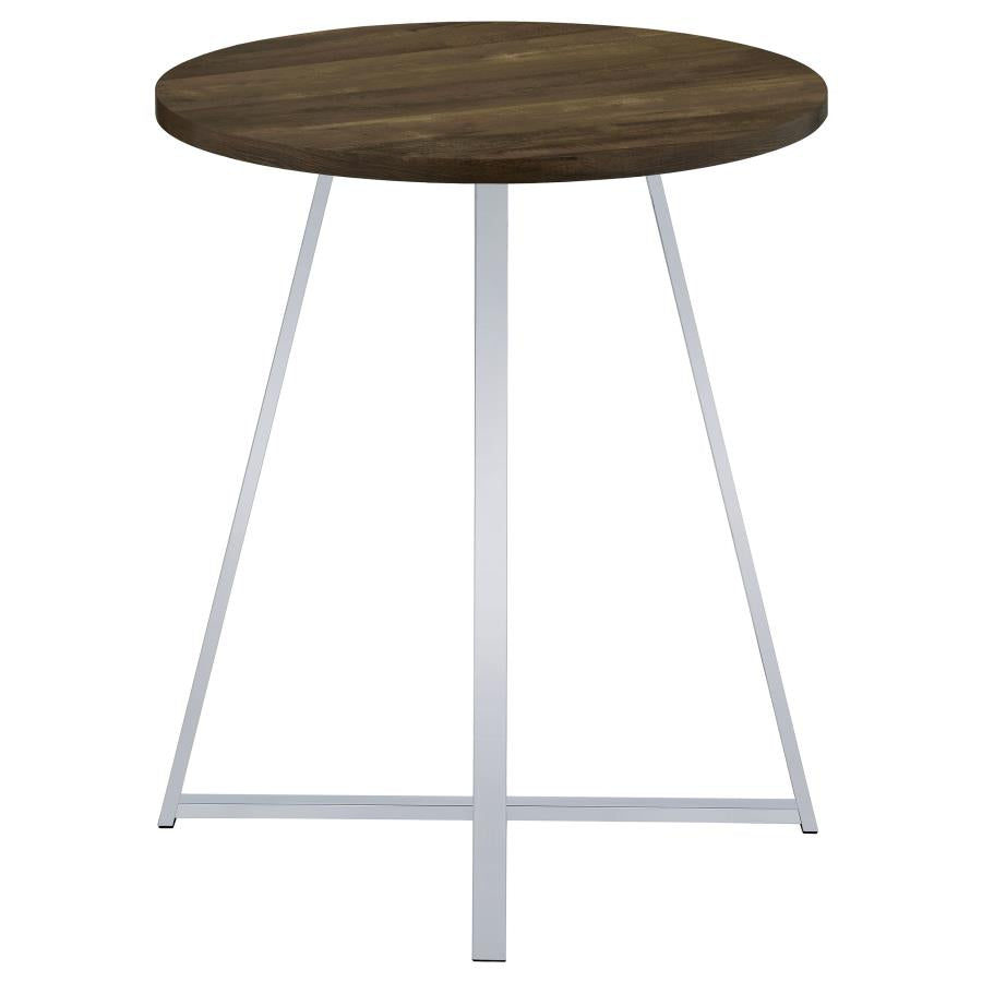 Burkhart Round 35-inch Pub Height Bistro Bar Table Brown Oak - 183516