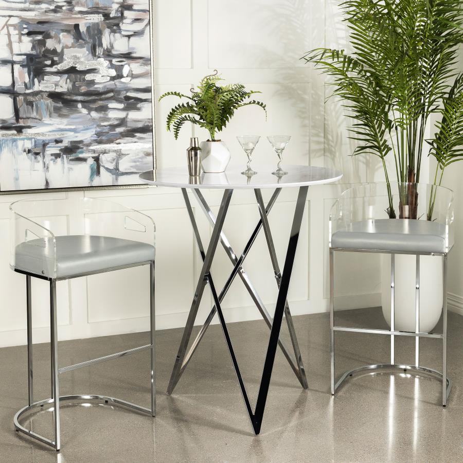 Bexter Round 35-inch Faux Marble Bistro Bar Table Chrome - 183526