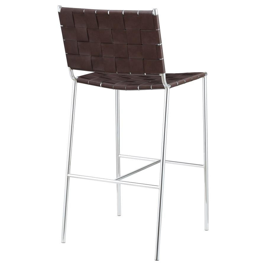 Adelaide Upholstered Pub Height Bar Stool Brown and Chrome - 183584