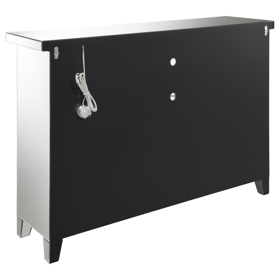 Melinda 2-door LED Mirrored Wine Storage Bar Cabinet Silver - 183627