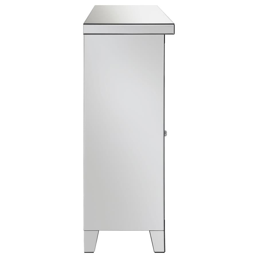 Melinda 2-door LED Mirrored Wine Storage Bar Cabinet Silver - 183627