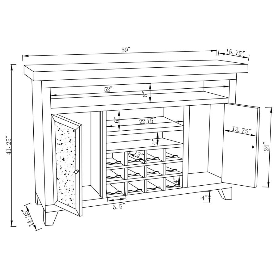 Melinda 2-door LED Mirrored Wine Storage Bar Cabinet Silver - 183627