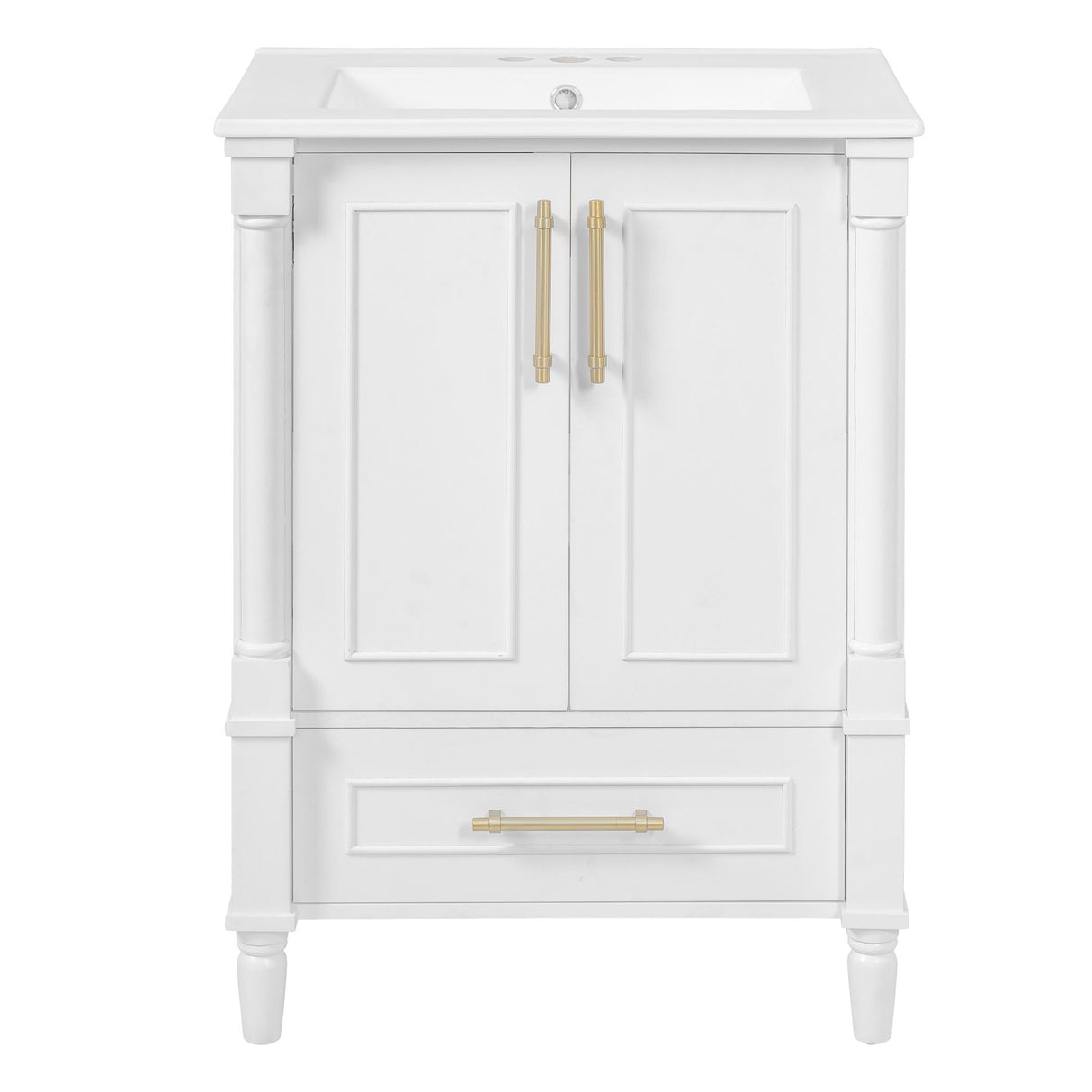 Bathroom Vanity With Ornate French Cylinder Legs, Soft Close Drawer