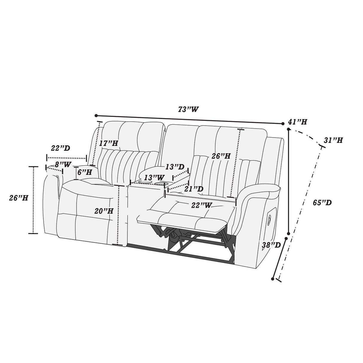 Contemporary Living Room Set, Horizontal And Vertical Tufting