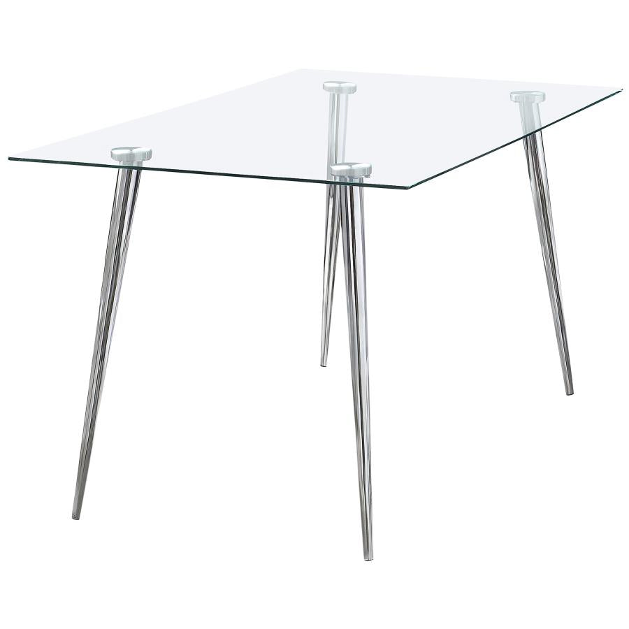 Gilman Rectangular 64-inch Glass Top Dining Table Chrome - 190621CHR