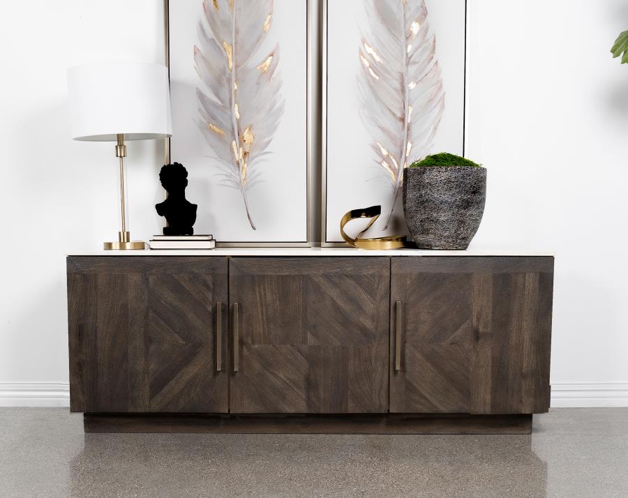 Dennis 3-door Marble Top Sideboard Buffet Tobacco Grey - 190655