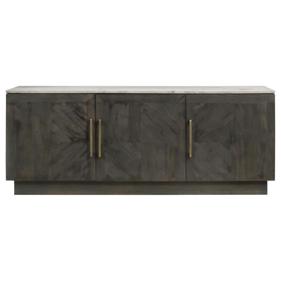 Dennis 3-door Marble Top Sideboard Buffet Tobacco Grey - 190655