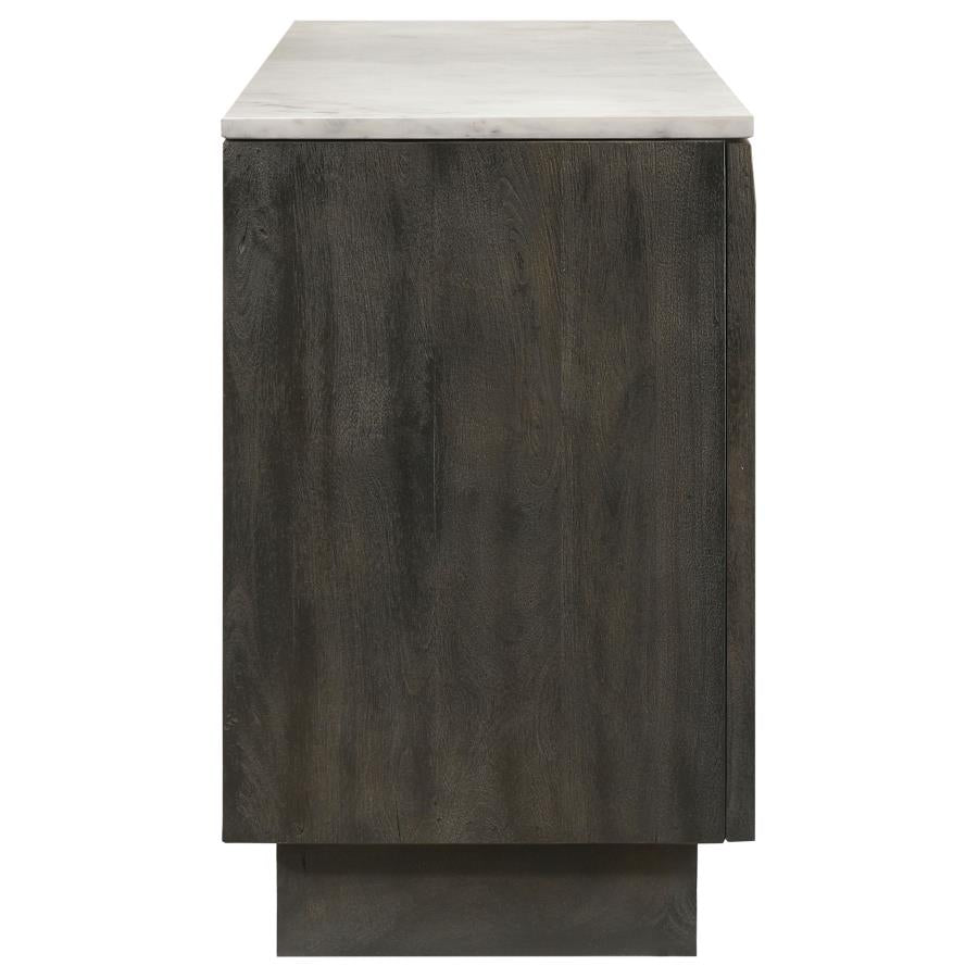 Dennis 3-door Marble Top Sideboard Buffet Tobacco Grey - 190655