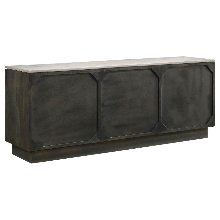 Dennis 3-door Marble Top Sideboard Buffet Tobacco Grey - 190655