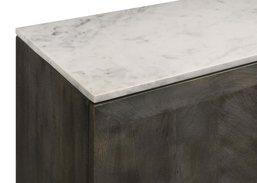 Dennis 3-door Marble Top Sideboard Buffet Tobacco Grey - 190655