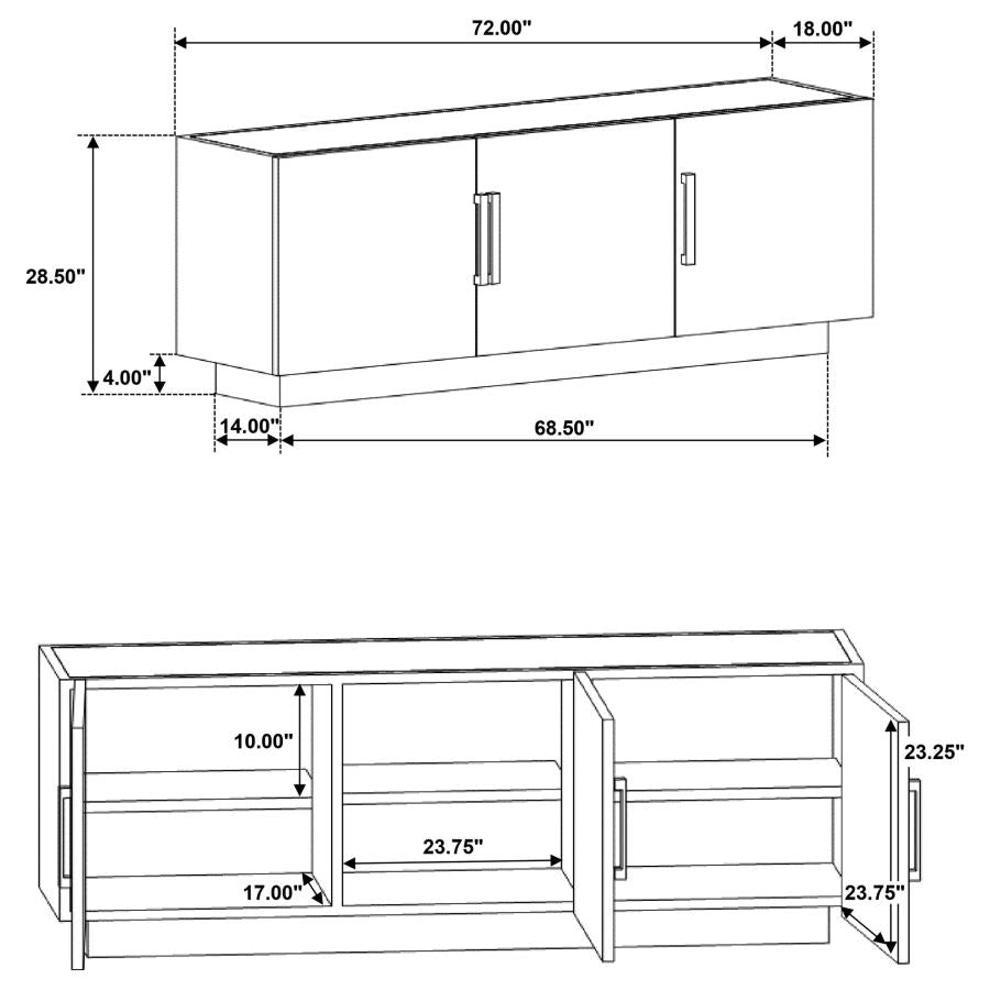 Dennis 3-door Marble Top Sideboard Buffet Tobacco Grey - 190655