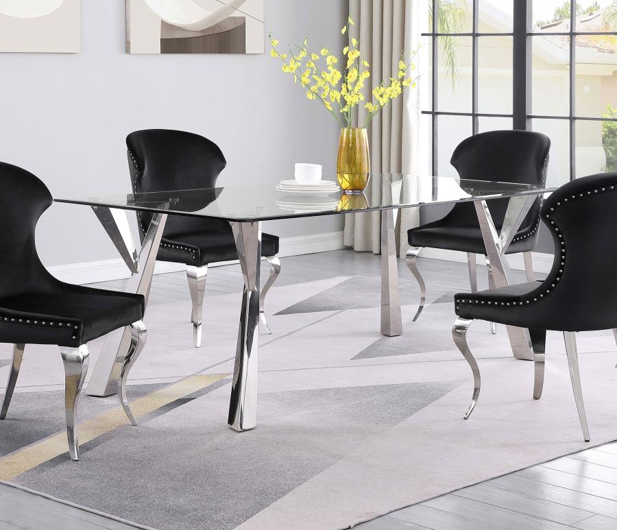 Alaia Rectangular 79-inch Glass Top Dining Table Chrome - 190711