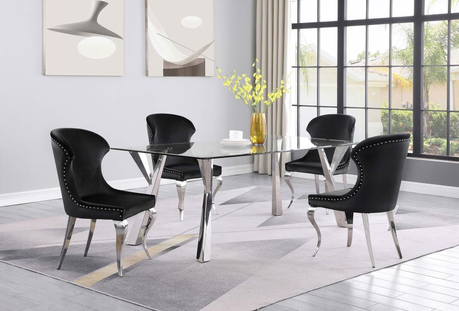 Alaia Rectangular 79-inch Glass Top Dining Table Chrome - 190711