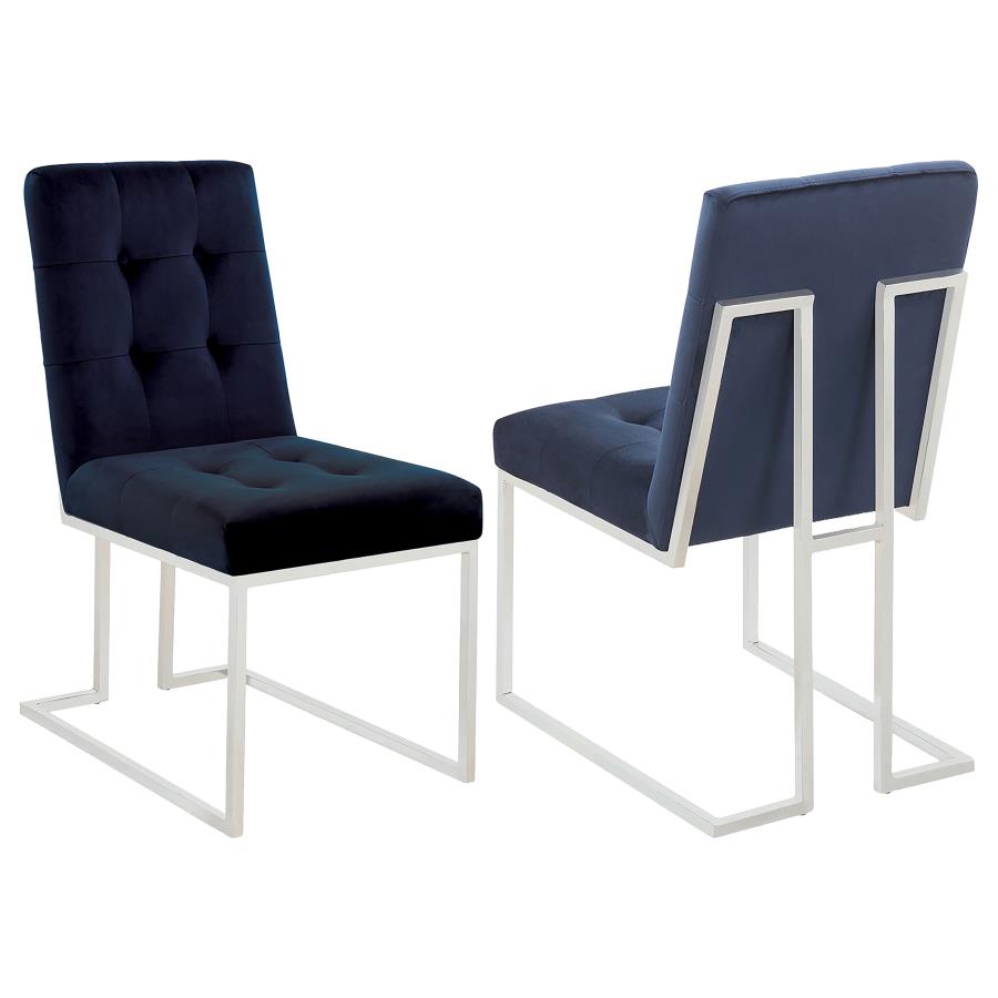 Cisco Velvet Upholstered Dining Side Chair Chrome (Set of 2) - 192494