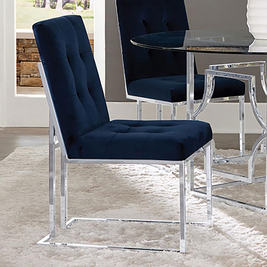 Cisco Velvet Upholstered Dining Side Chair Chrome (Set of 2) - 192494
