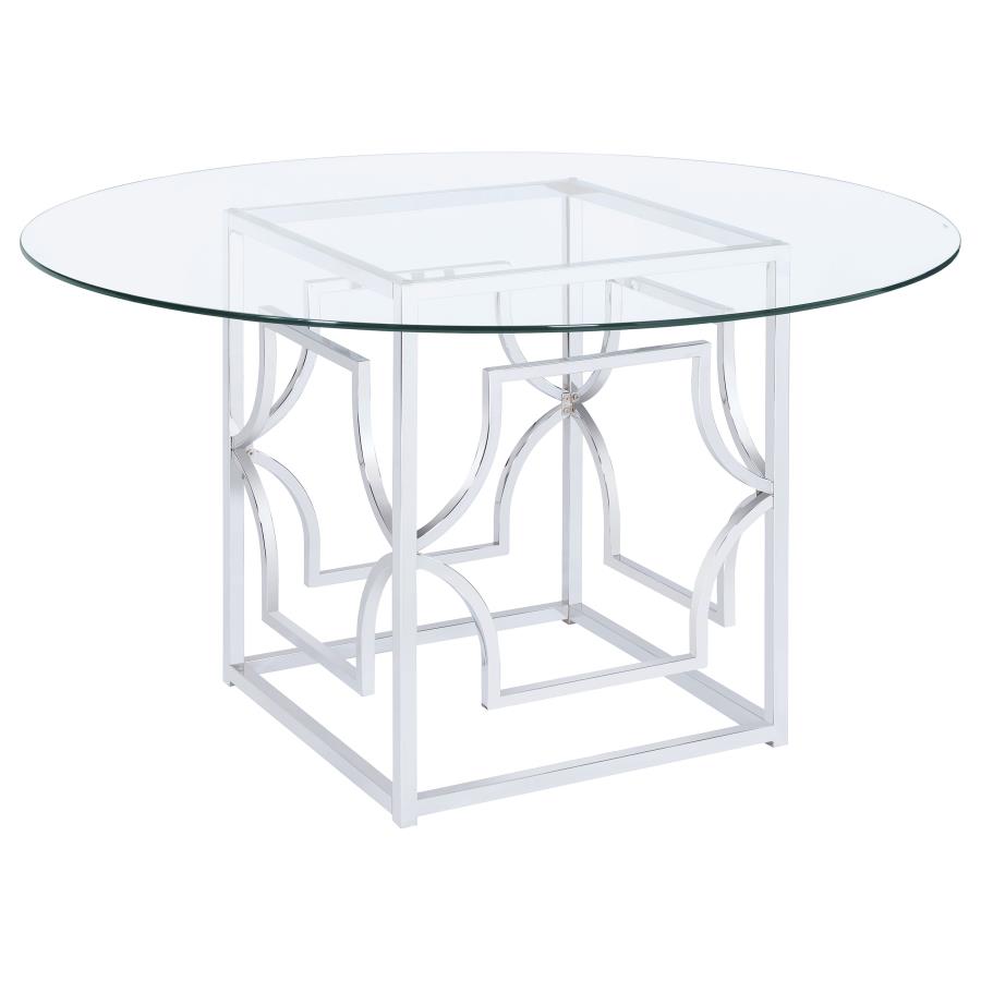 Starlight Round 54-inch Glass Top Metal Dining Table Chrome - 192561BG