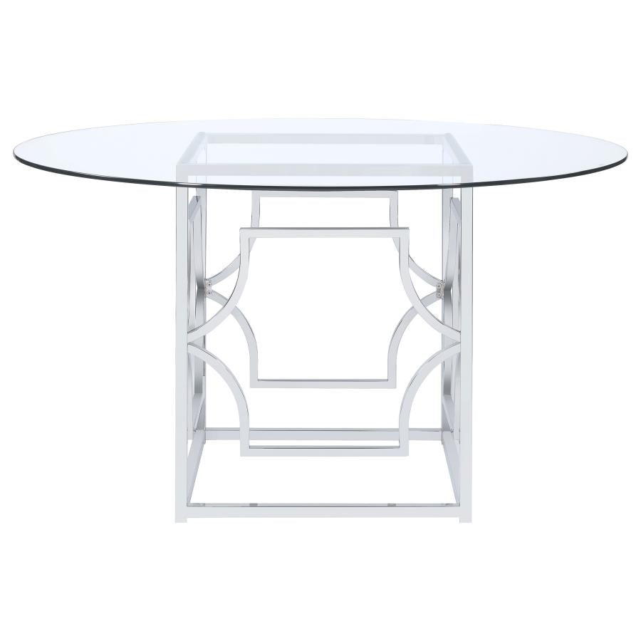 Starlight Round 54-inch Glass Top Metal Dining Table Chrome - 192561BG