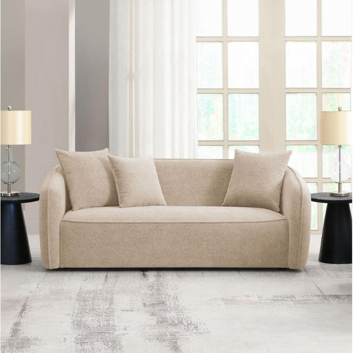 Keith - Sofa With 3 Pillows, Living Room Seating - Beige