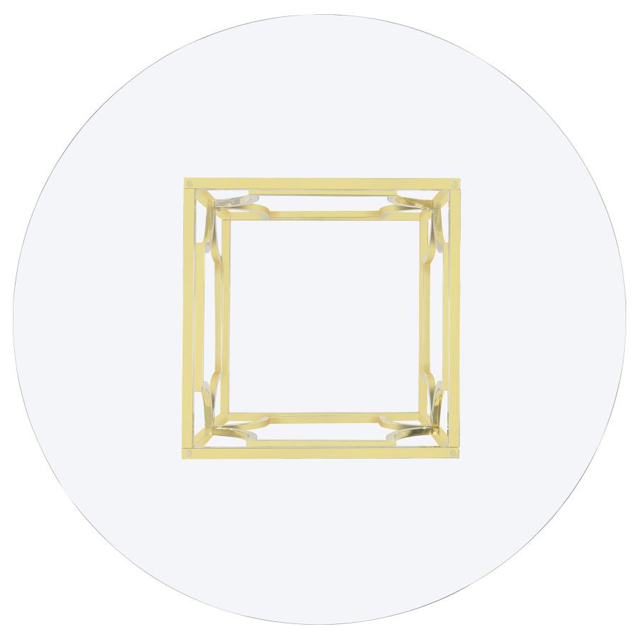 Starlight Round 54-inch Glass Top Metal Dining Table Brass - 192641BG
