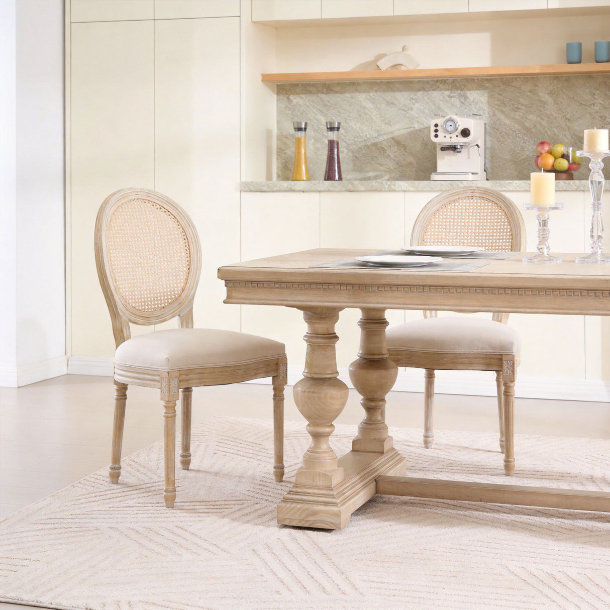 French Country Dining Chairs & Round Back (Set of 2)