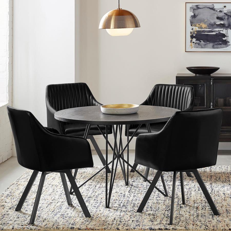 Arika Leatherette Upholstered Swivel Dining Arm Chair Black - 193372BLK