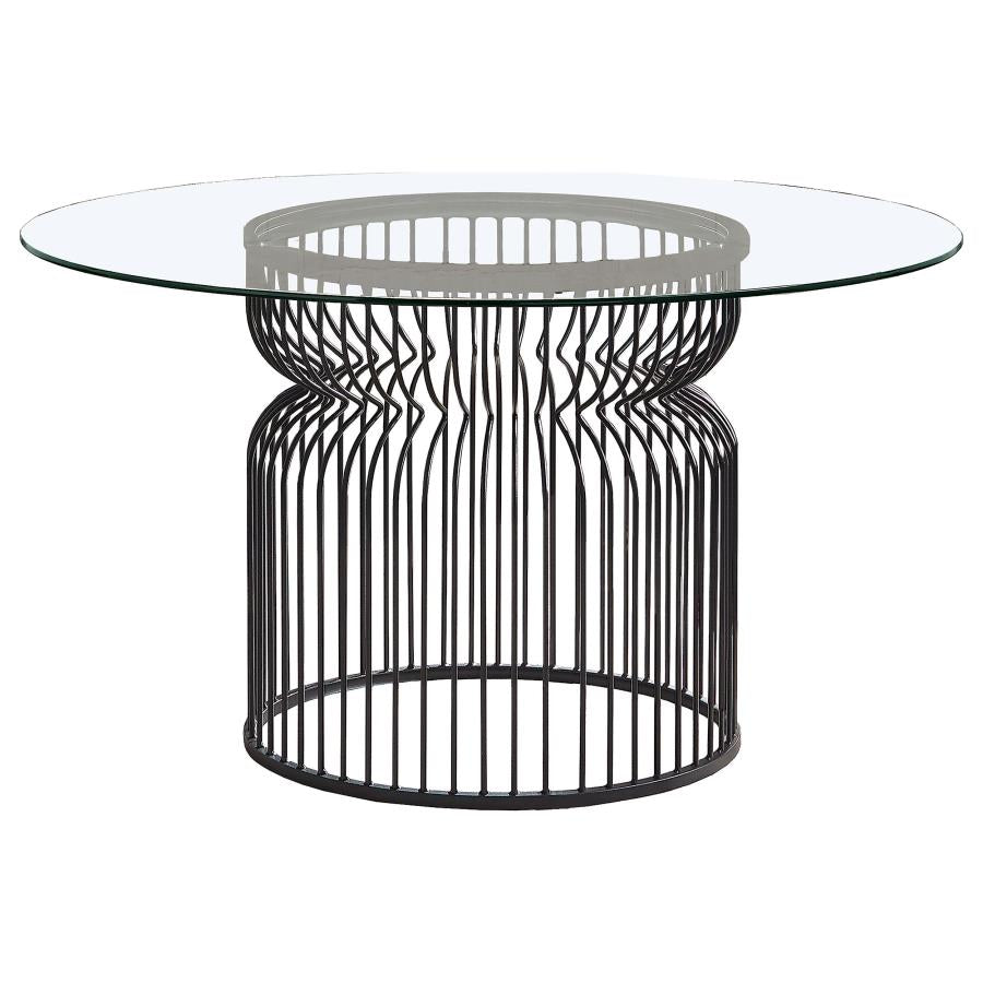 Granvia Round 54-inch Glass Top Metal Dining Table Gunmetal - 193511BG