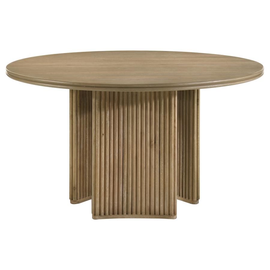Adina 5-piece Round Dining Table Set Distressed Light Brown - 193610-S5