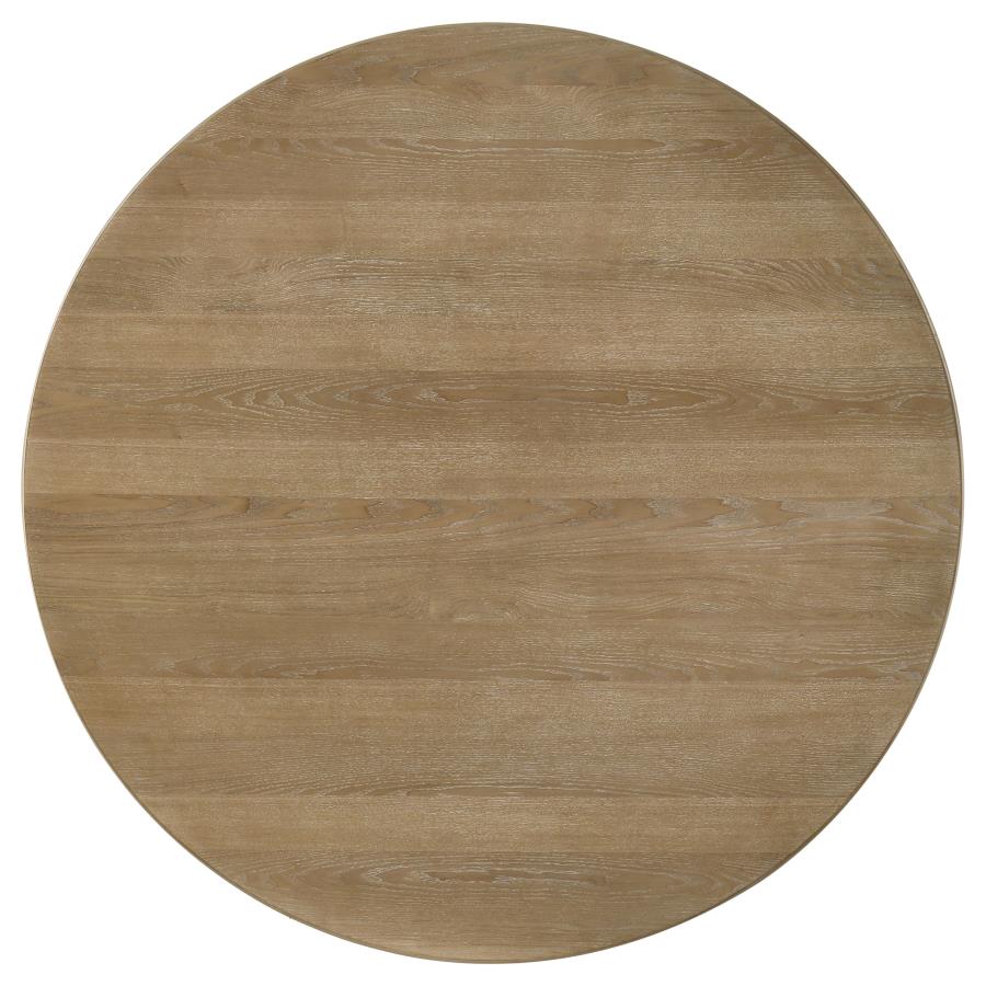 Adina 53-inch Round Wood Dining Table Distressed Light Brown - 193610