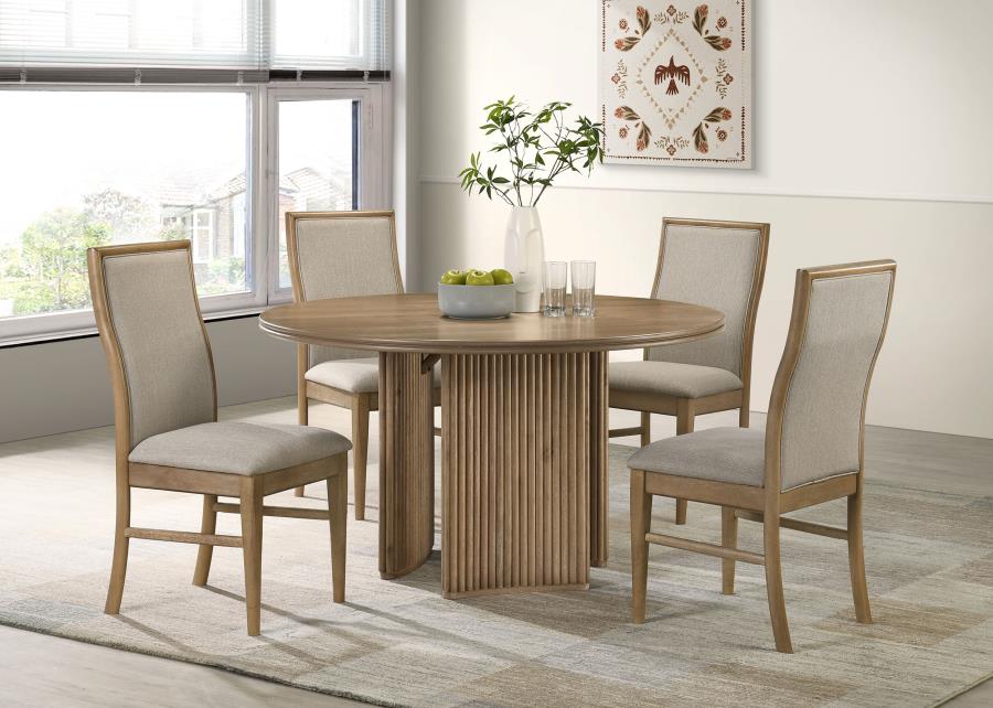 Adina 53-inch Round Wood Dining Table Distressed Light Brown - 193610