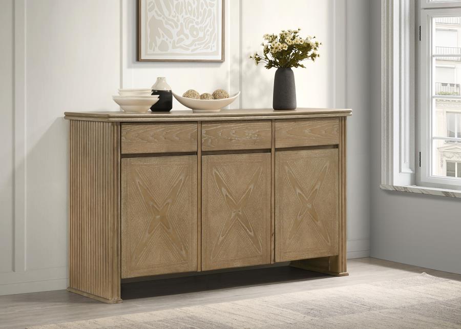 Adina 3-door 59-inch Sideboard Server Distressed Light Brown - 193615