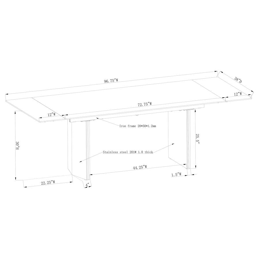 Vesa 97-inch Glass Top Extension Dining Table Beige - 193631