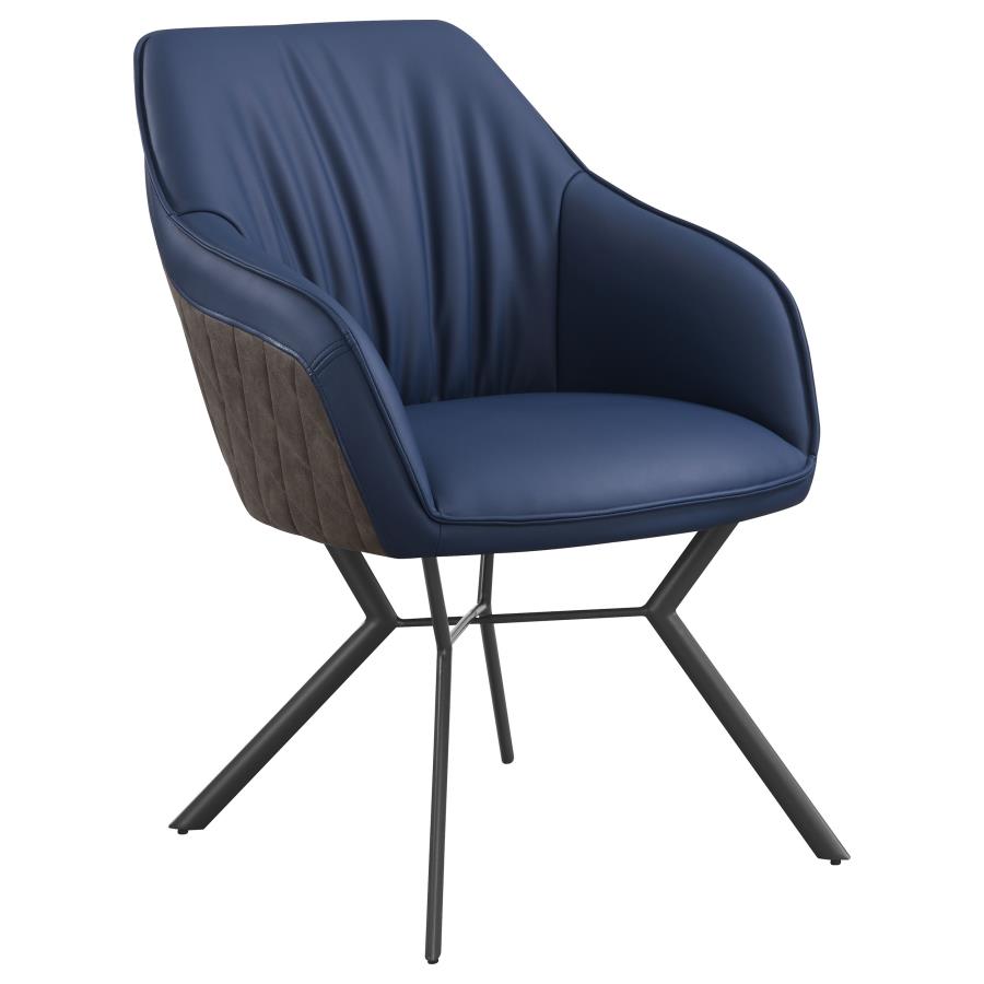 Mayer Upholstered Dining Arm Chair Blue and Brown (Set of 2) - 193722
