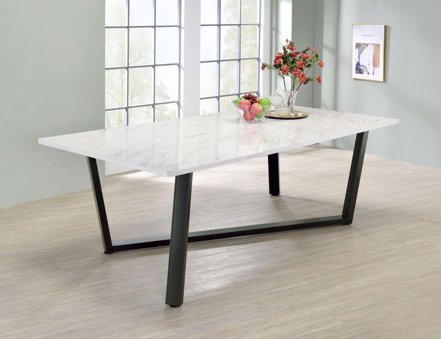 Mayer Rectangular 87-inch Faux Marble Dining Table White - 193781