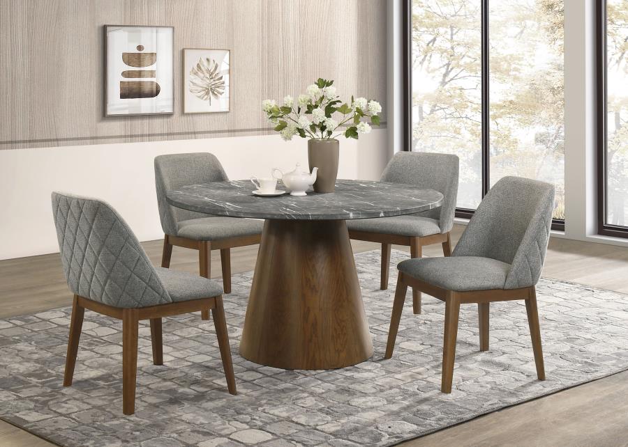 Franklin 5-piece Round Dining Table Set Grey and Dark Brown - 193820-S5