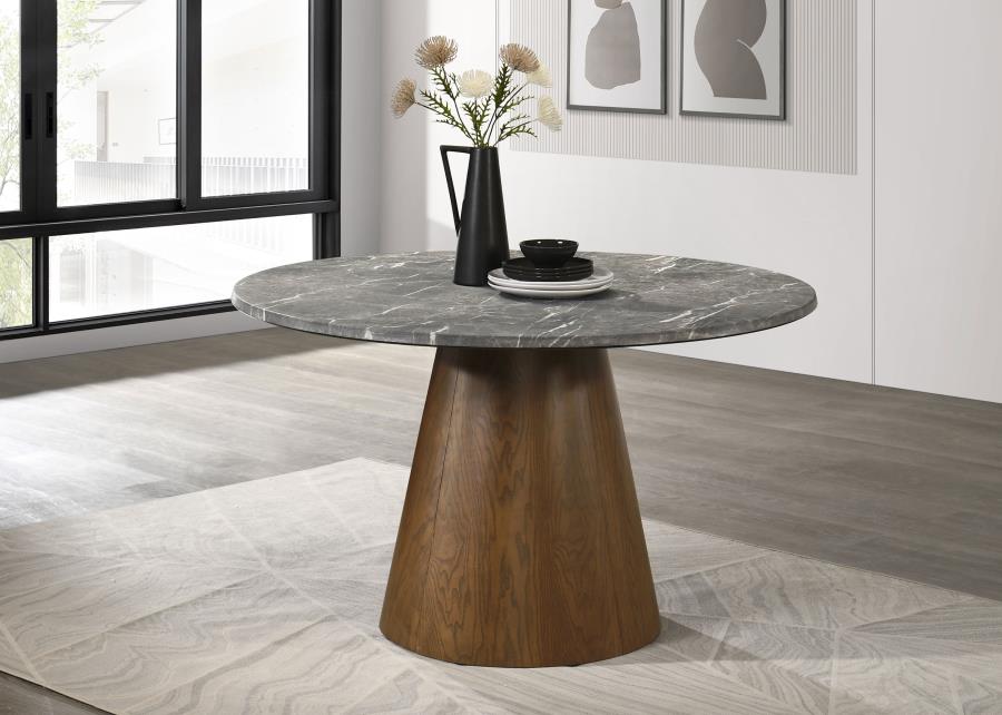 Franklin 50-inch Round Dining Table Grey and Dark Brown - 193820