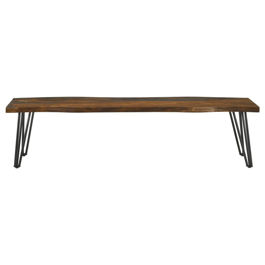 Neve Live Edge Wood Dining Bench Hairpin Legs Grey Sheesham - 193863