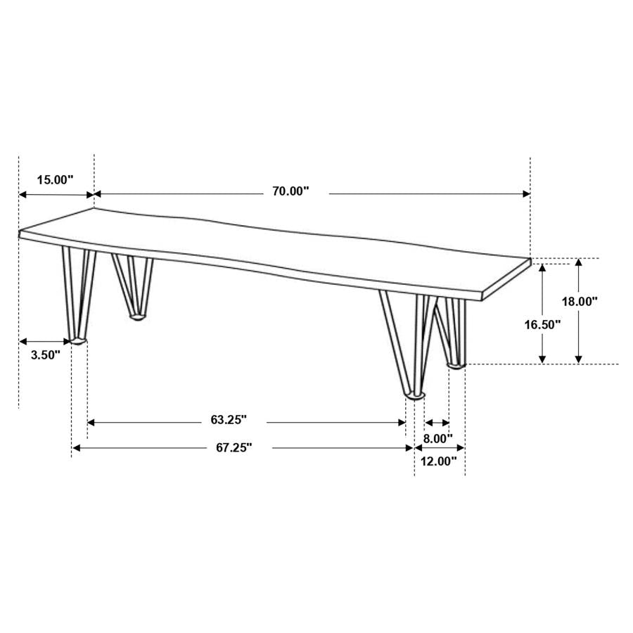 Neve Live Edge Wood Dining Bench Hairpin Legs Grey Sheesham - 193863