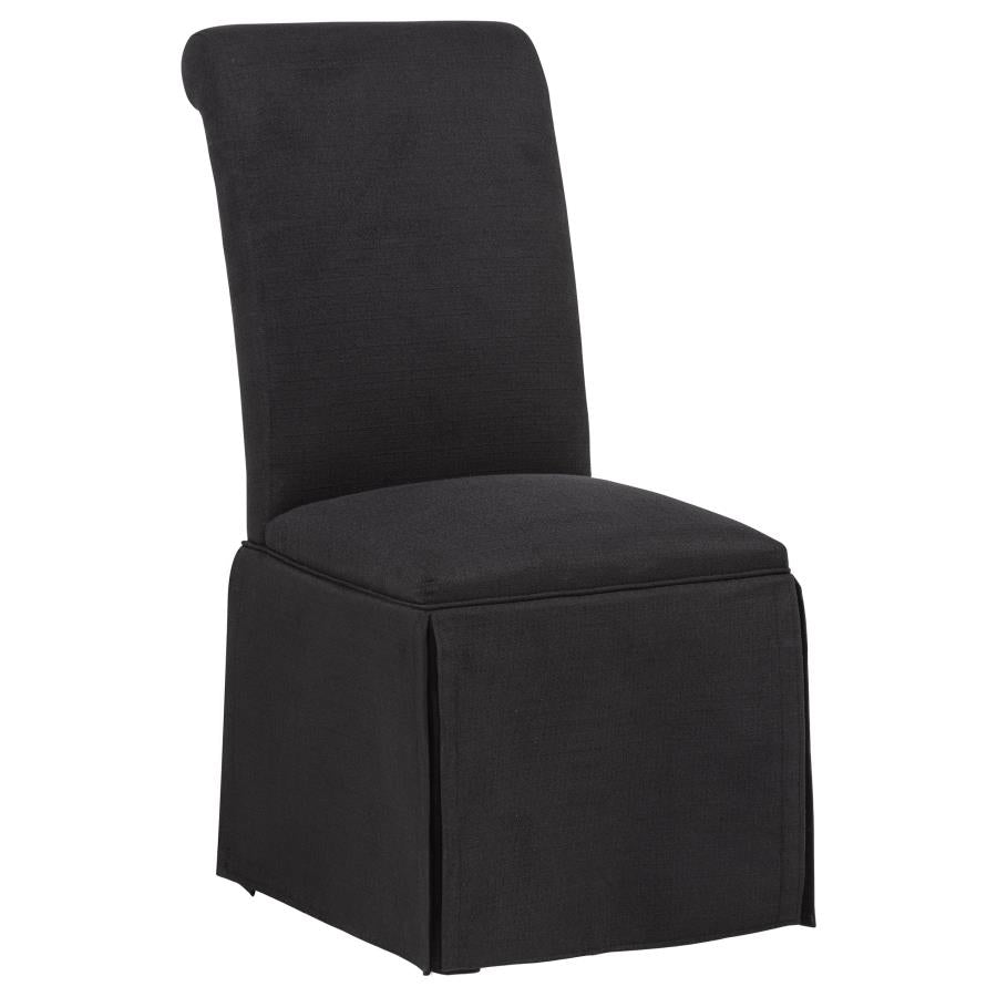 Shawna Upholstered Skirted Side Chair Black (Set of 2) - 193912BLK