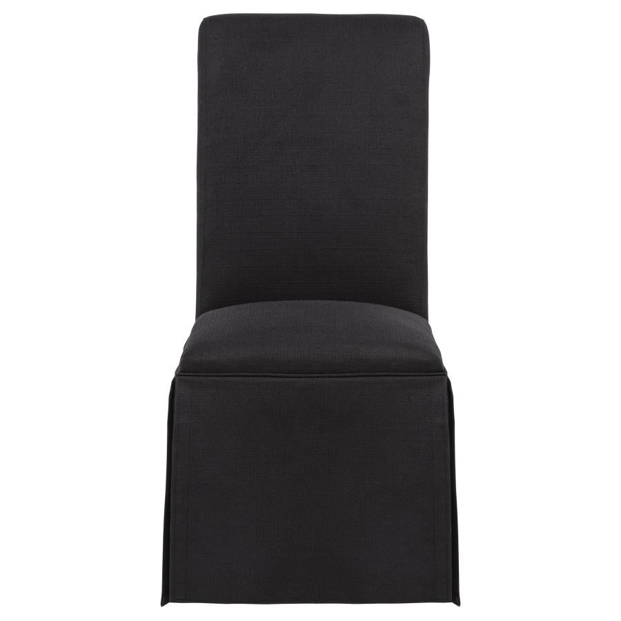 Shawna Upholstered Skirted Side Chair Black (Set of 2) - 193912BLK
